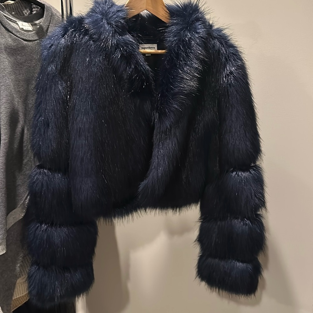 superdown faux fur cropped jacket